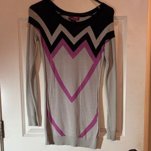 Say What? Black, Gray, and Purple Chevron Sweater
